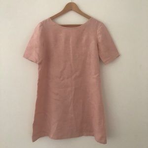 Handmade nubby linen smock dress pink  - sz m